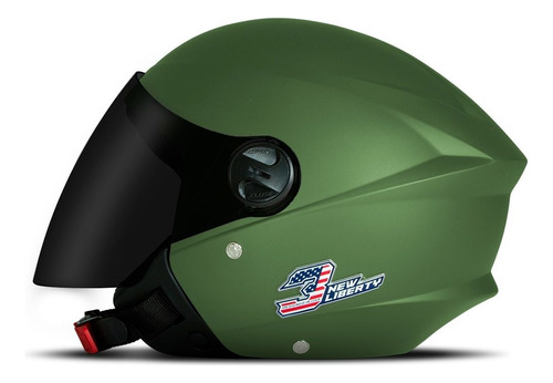 Capacete Moto Aberto Integral New Liberty 3 Viseira Fume Cor Verde Militar Tamanho do capacete 58