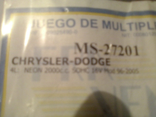 Empacadura Múltiple Ms-27201/chrysler Dodge Neón 2000cc
