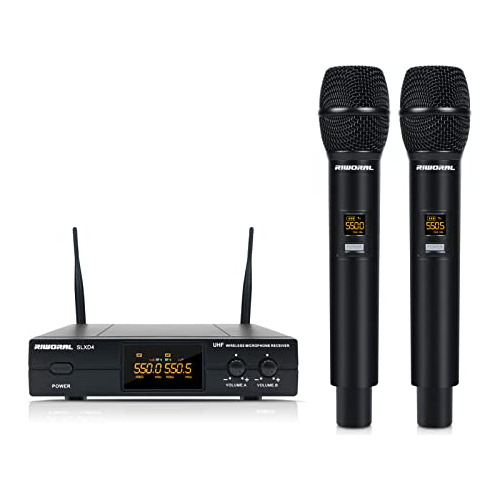 Wireless Microphone System Dual Uhf Handheld Cordless M...