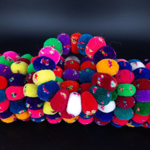 3 Coleros Norteño Andino: Pompón De Lana Peruana P/ Regalar Multicolor Pompón