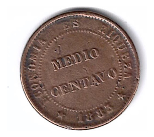 Moneda Medio Centavo De Cobre Año 1883 Chile