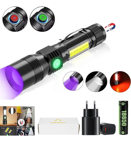 Linterna Led Superbrillante Con Zoom Con Carga Usb Magnética