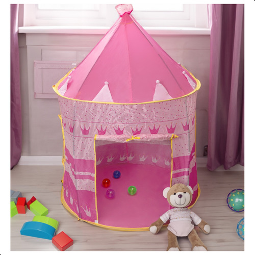 Barraca Tenda Infantil Castelo Cabana Dobravel Princesa Leve Cor Rosa