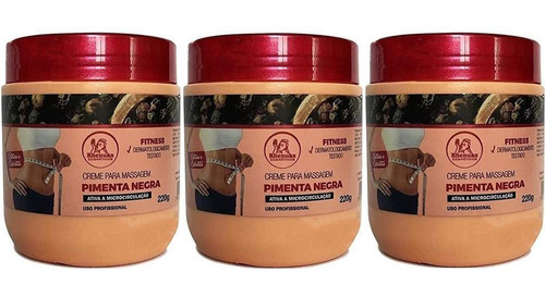 Kit Com 3 Creme Pimenta Negra Elimina Estrias E Celulites