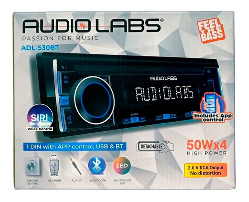 Autoestéreo Audio Labs Multi Color App/bt/usb 50wx4 Adl530bt
