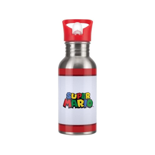 Palado Super Mario Metal Botella De Agua De Paja, Un 78rsv