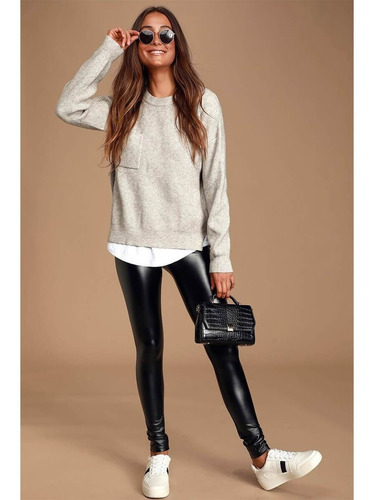 Pantalon Leggins Licrado Tipo Cuero Cuerina