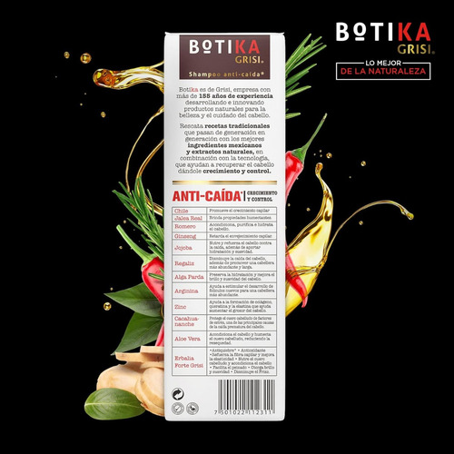 Botika Shampoo Anticaída Jalea Real Con Proteínas 480 Ml