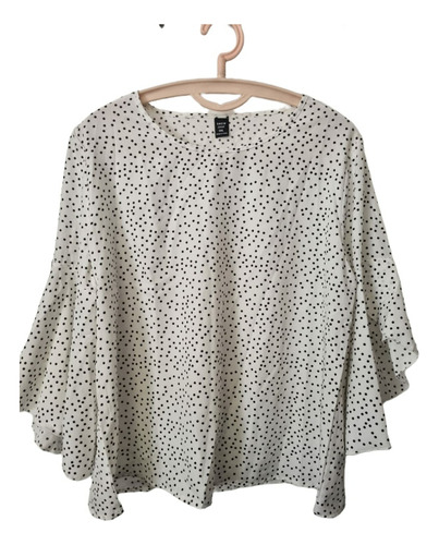 Blusa Con Mangas Anchas Largas A Lunares Mujer, Verano 