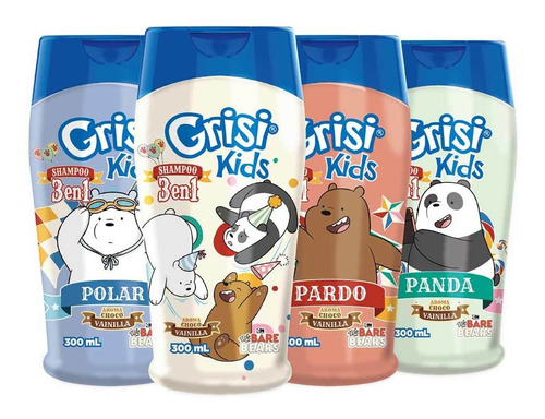 Shampoo Infantil Grisi Kids 3 En 1 We Bare Bears Diferentes Diseños 300ml