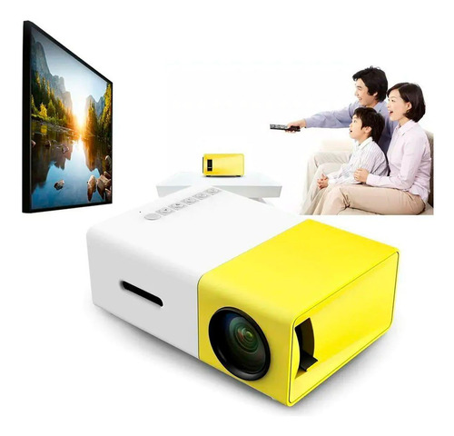Mini Projetor Portátil Led 1080p 600 Lumens Yg 300 Preto