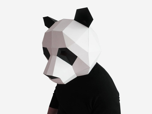 Máscara Panda Halloween Fiesta De Disfraces Poligonal 3d