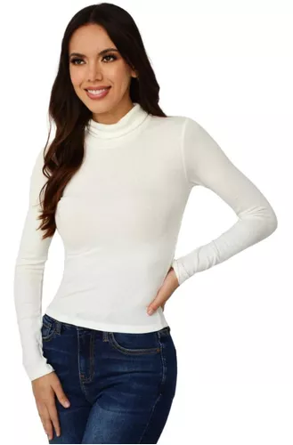 Encantador Mar motivo Blusa Blanca Cuello De Tortuga | MercadoLibre 📦