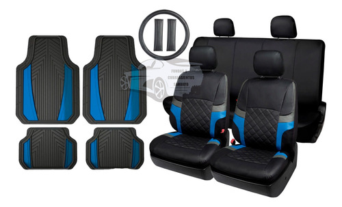 Cubreasientos + Tapetes Negro/azul  Volkswagen Crossfox 