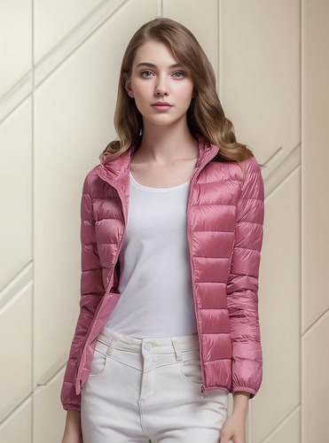 Chamarra Puffer Con Capucha Ligera For Mujer