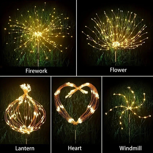 Guirnaldas De Fuegos Artificiales Con Energía Solar, Luces L