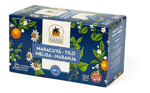 Imagen 2 de 3 de Té Hierbas Del Oasis Mezcla N1 Sedante Pack X 3 Cajas