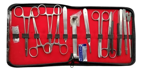 Kit Estuche De Disección Acero Inoxidable Hergom Silvery 20 piezas Modelo 13-13