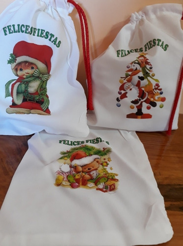 Bolsa De Tela Navidad - Navideñas 35cmx45cm ----10 Bosas---