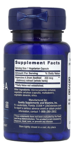 Life Extension Huperzine A 200 Mcg 60 Cápsulas Vegetales Sfn