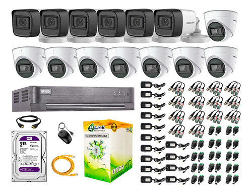 Kit 14 Cámaras Seguridad Audio Incorporado Full Hd Hikvision