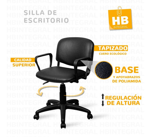 Imagen 1 de 3 de Silla De Escritorio Trabajo Pc Oficina Giratoria Cuero Calid