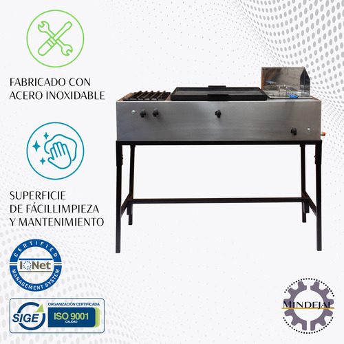 Plancha, Parrilla Y Freidora Acero Inox Mindejal