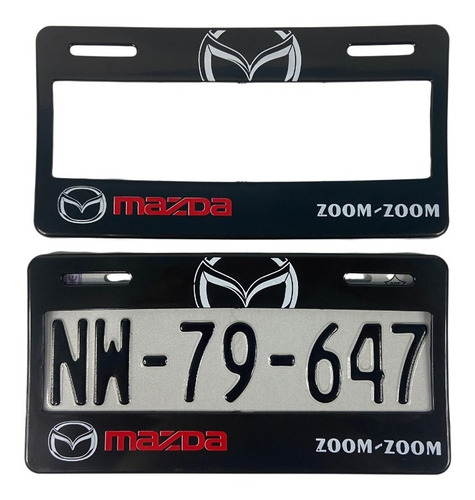 Par De Marcos Portaplacas Plastico Mazda Rojo Universales