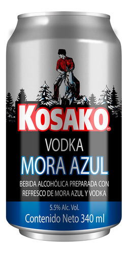 Lata Bebida Kosako Vodka 340ml 5.5% Alc. Vol. Sabor Mora Azul