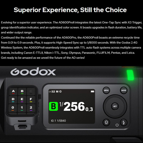 Flash Inalámbrico Profesional Godox Ad600proii 2.4g Ttl Gn87
