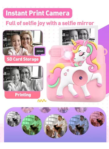 Cámara infantil de 1080P, cámara de unicornio para regalo de festival de  cumpleaños, cámara digital multifuncional para niños con pantalla de 2