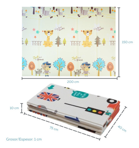 Tapete De Juego Papubaby Plegable Multiusos 150 X 200 Cm Carretera