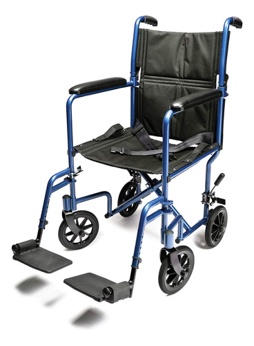 Silla De Ruedas Plegable, Asiento De 48 Cm, Azul