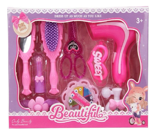 Set Belleza Secador De Pelo Peine Espejo Accesorios Juguete