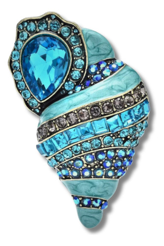 Broches Prendedor Pin Concha Azul Diamantes Imitación Mujer 
