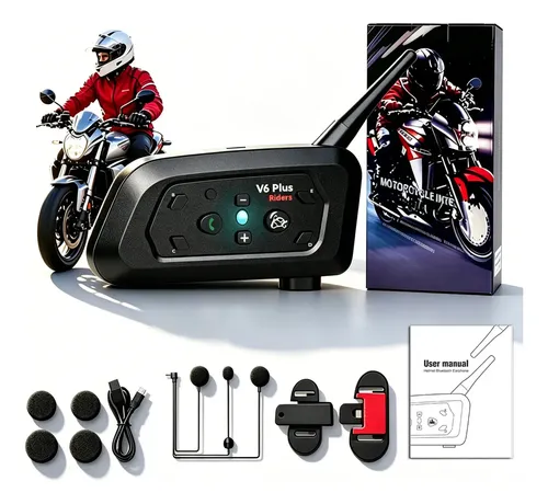Intercomunicador V6 Plus Para Capacete Moto 1200m Bluetooth Sem Fio À Prova D'água
