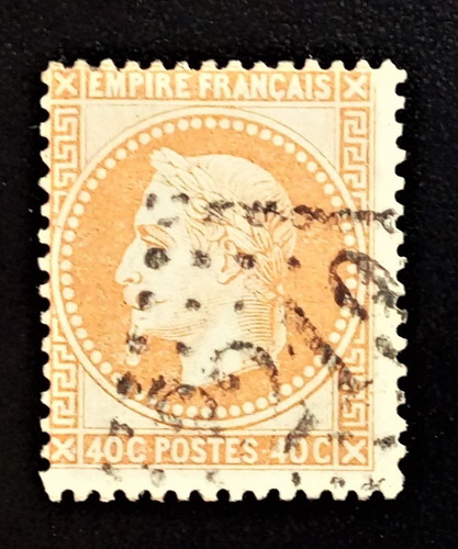 Francia, Napoleón Lauré Yv 31 40c Naranja 1868 Usado L15733