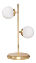 Comprar Lampara Velador Mesa 2 Luces Elyn Dorado Globo Opal Apto Led Pantalla Globo Vidrio 9cm