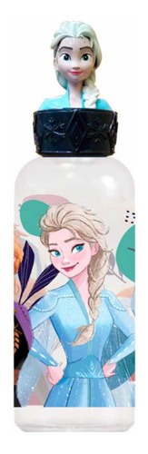 Frozen Elsa Botella 560 Ml Tapa Figura 3d Color Violeta