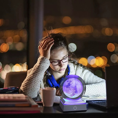 Yougifts Bola De Cristal 3d Luna Con Led Colorido