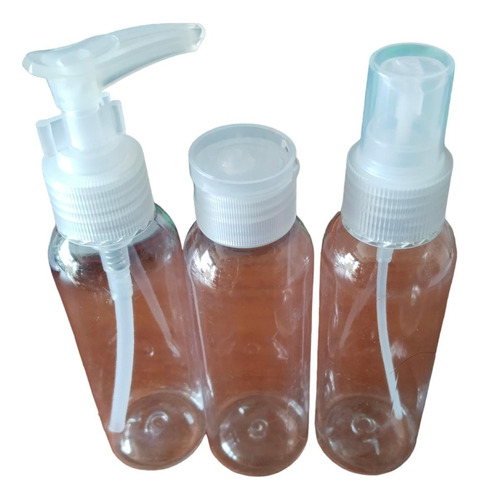 Kit Juego Botellas Plasticas Viaje Vacias Set X3 Shampoo Etc