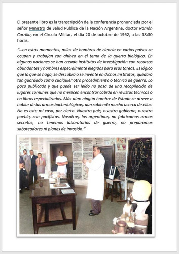Libro La Guerra Bacteriológica - Dr. Ramón Carrillo