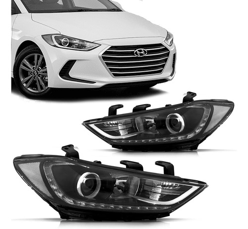 Par Farol Elantra 2017 2018 Com Motor Com Projetor Led Tyc