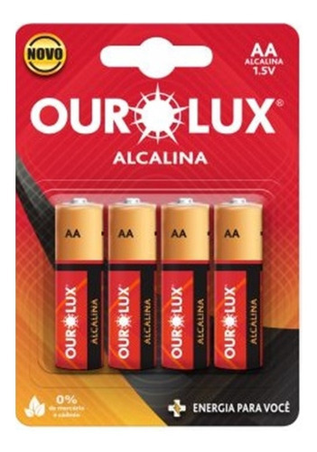 Pilha Alcalina Aa  Pequena Kit Com 8 Peças Ourolux 