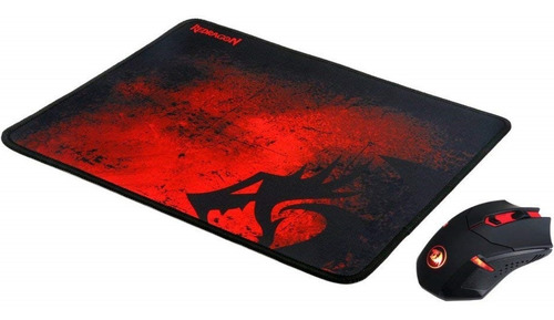 Mouse y Pad 2 en 1 Gamer Redragon M601WL-BA Negro/Rojo