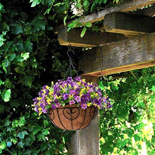 Flores Artificiales Colgantes En Canasta Exterior Interior P