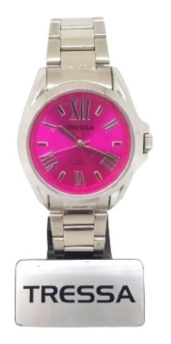 Reloj Tressa Mujer Fondo Fucsia De Metal Modelo Holly