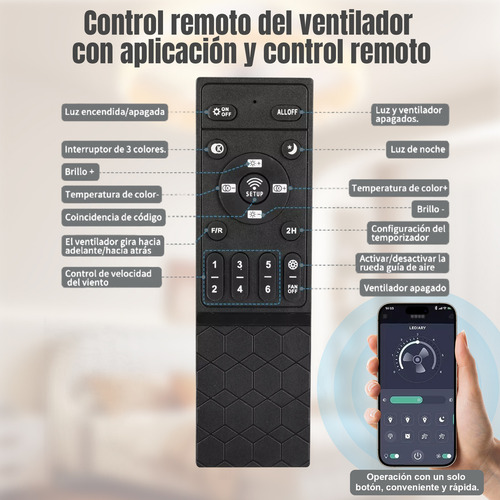 Ventilador De Techo Luz Con Control Remoto Inteligente Led color blanco Merion