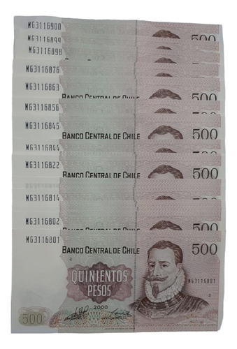Lote De 100 Billetes De $500 Año 2000 Unc