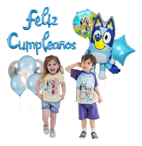 Globos Bluey Feliz Cumpleaños Decoracion Letras Fiesta